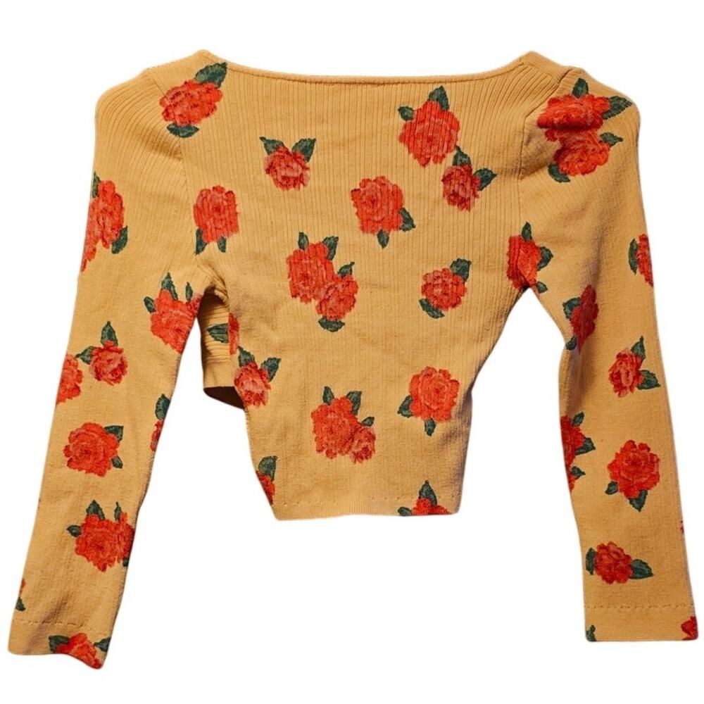 Intimately Free People oh hey crop rose faux wrap crop ribbed shirt - Picture 2 of 6